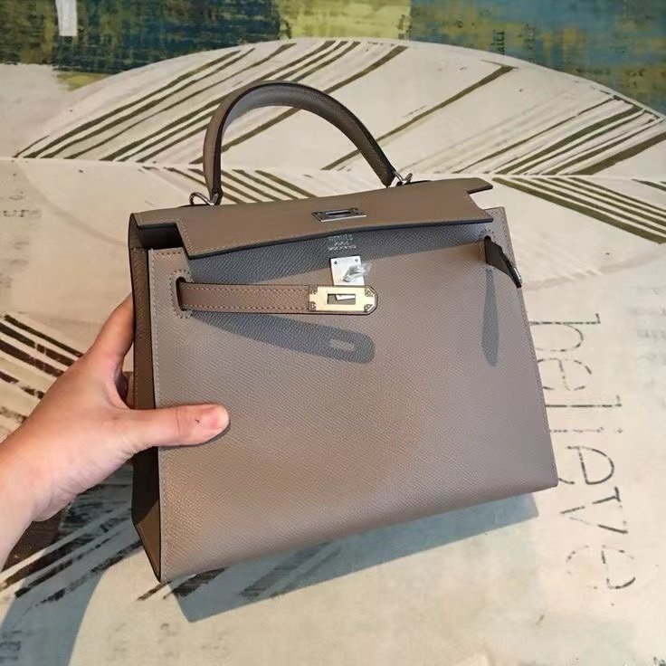 Replica Hermes Sellier Kelly 28cm of Epsom Leather Bag 20331 Gray photo review