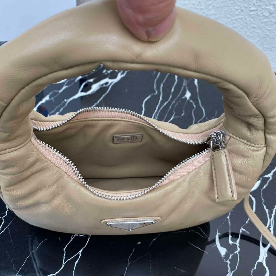 Replica Prada 1BA384 Prada Soft Padded Nappa Leather Mini Bag Tan