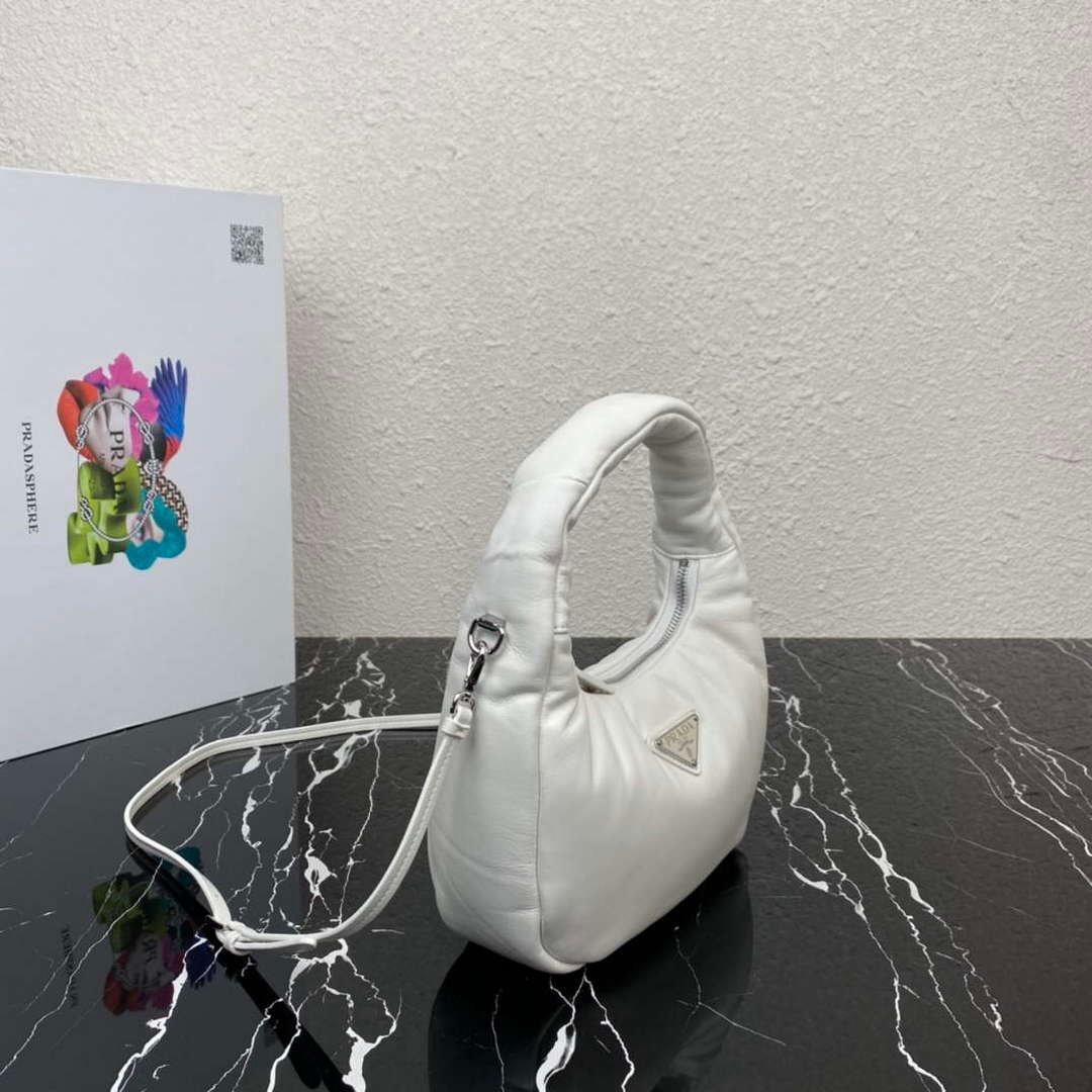Replica Prada 1BA384 Prada Soft Padded Nappa Leather Mini Bag White