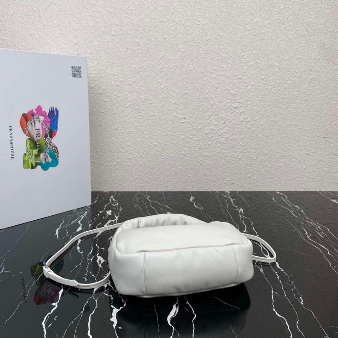 Replica Prada 1BA384 Prada Soft Padded Nappa Leather Mini Bag White