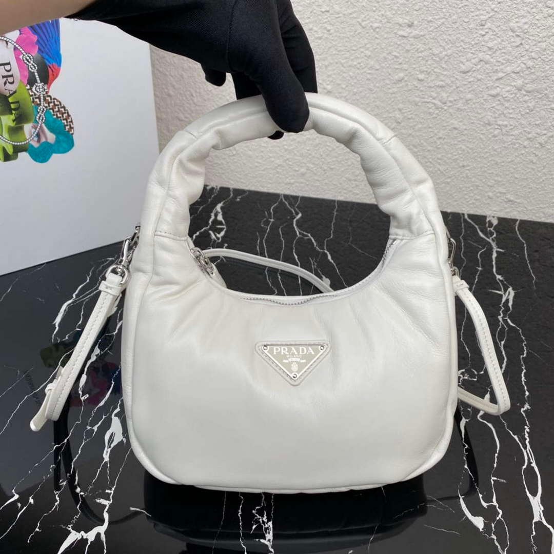 Replica Prada 1BA384 Prada Soft Padded Nappa Leather Mini Bag White