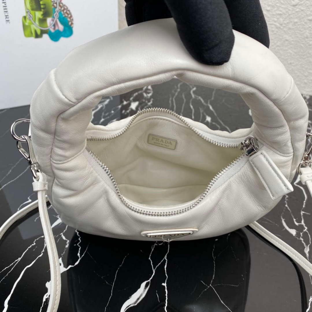 Replica Prada 1BA384 Prada Soft Padded Nappa Leather Mini Bag White