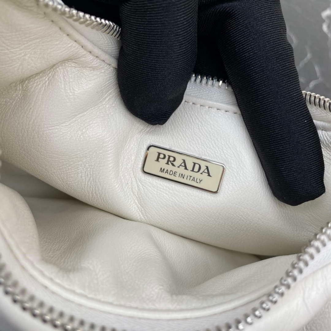 Replica Prada 1BA384 Prada Soft Padded Nappa Leather Mini Bag White