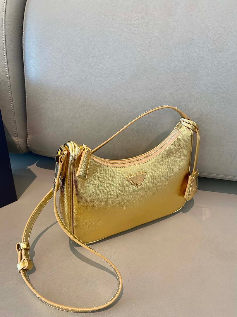 65324c87495ce.jpg Replica Prada 1BC204 Saffiano Leather Mini-Bag Gold
