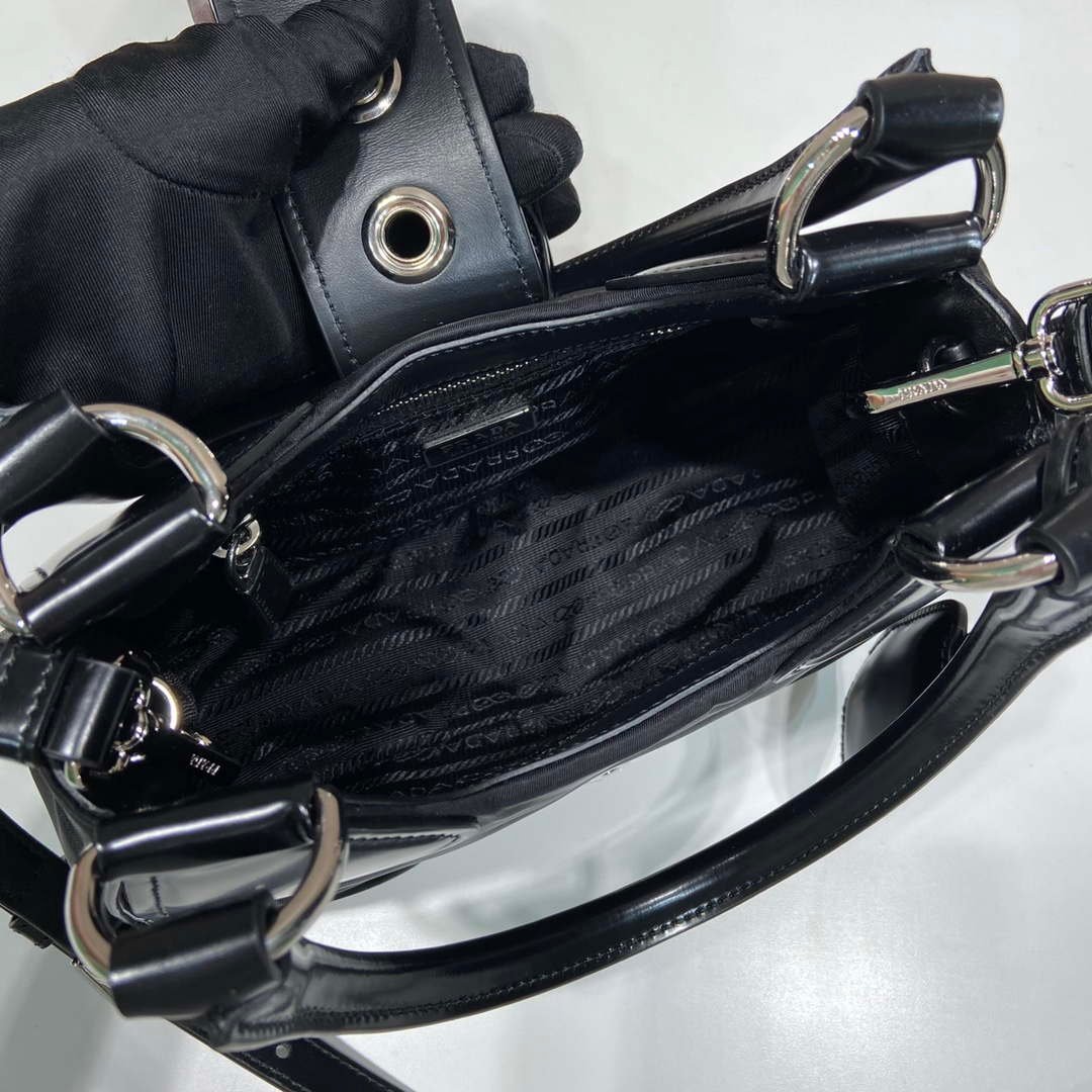Replica Prada 1BA368 Prada Moon Re-Nylon and leather bag Black