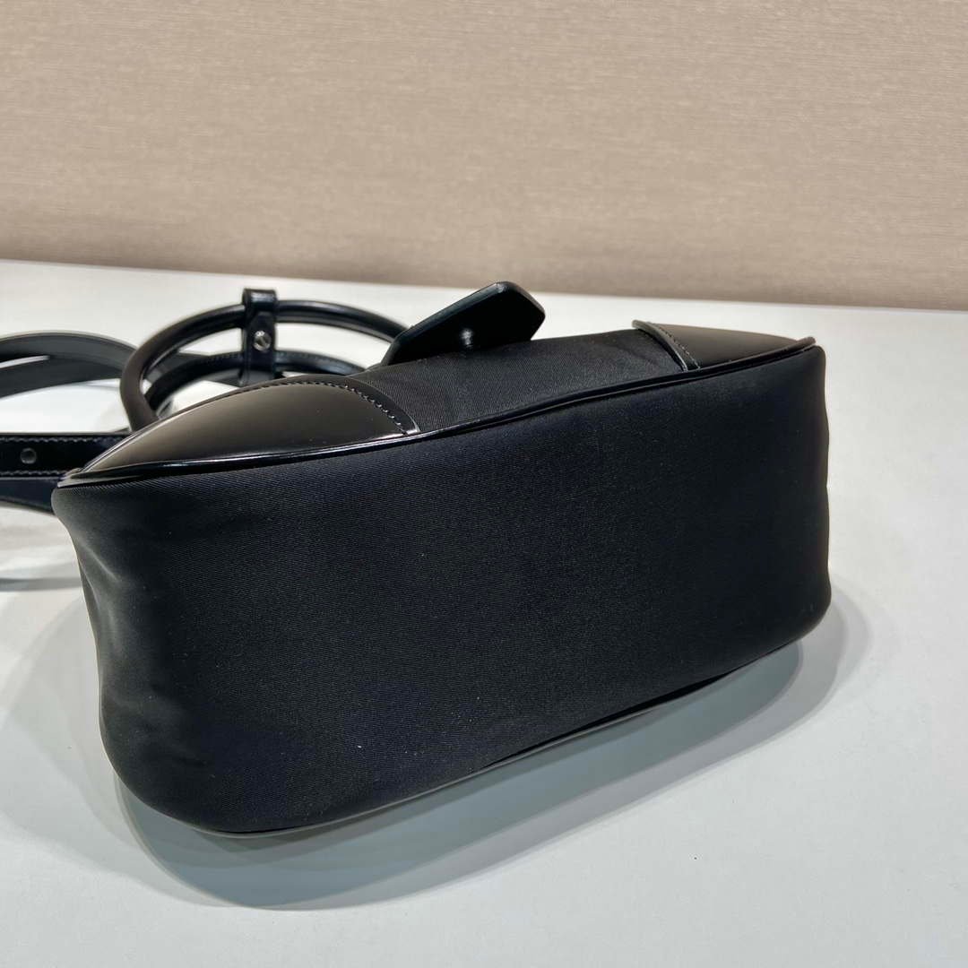 Replica Prada 1BA368 Prada Moon Re-Nylon and leather bag Black