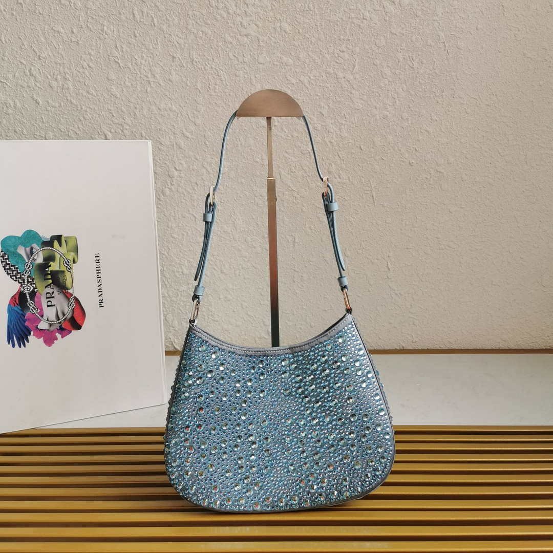 Replica Prada 1BC169 Prada Cleo satin bag with appliqués Pink