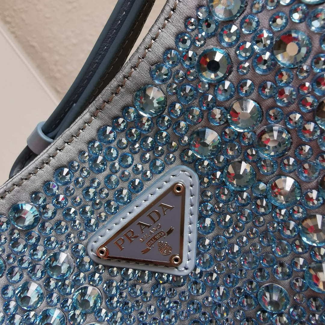Replica Prada 1BC169 Prada Cleo satin bag with appliqués Pink
