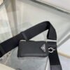 Replica Prada Leather Prada Triangle shoulder bag 1BH190 Black