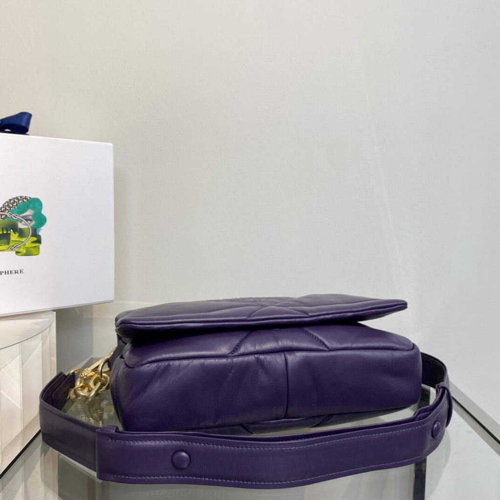 Replica Prada Padded nappa leather shoulder bag 1BD306 Purple