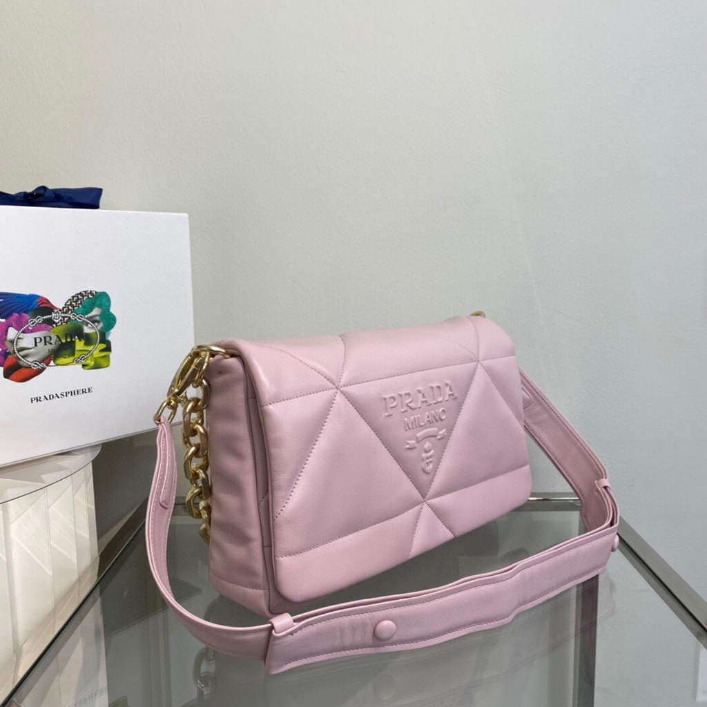 Replica Prada Padded nappa leather shoulder bag 1BD306 Pink