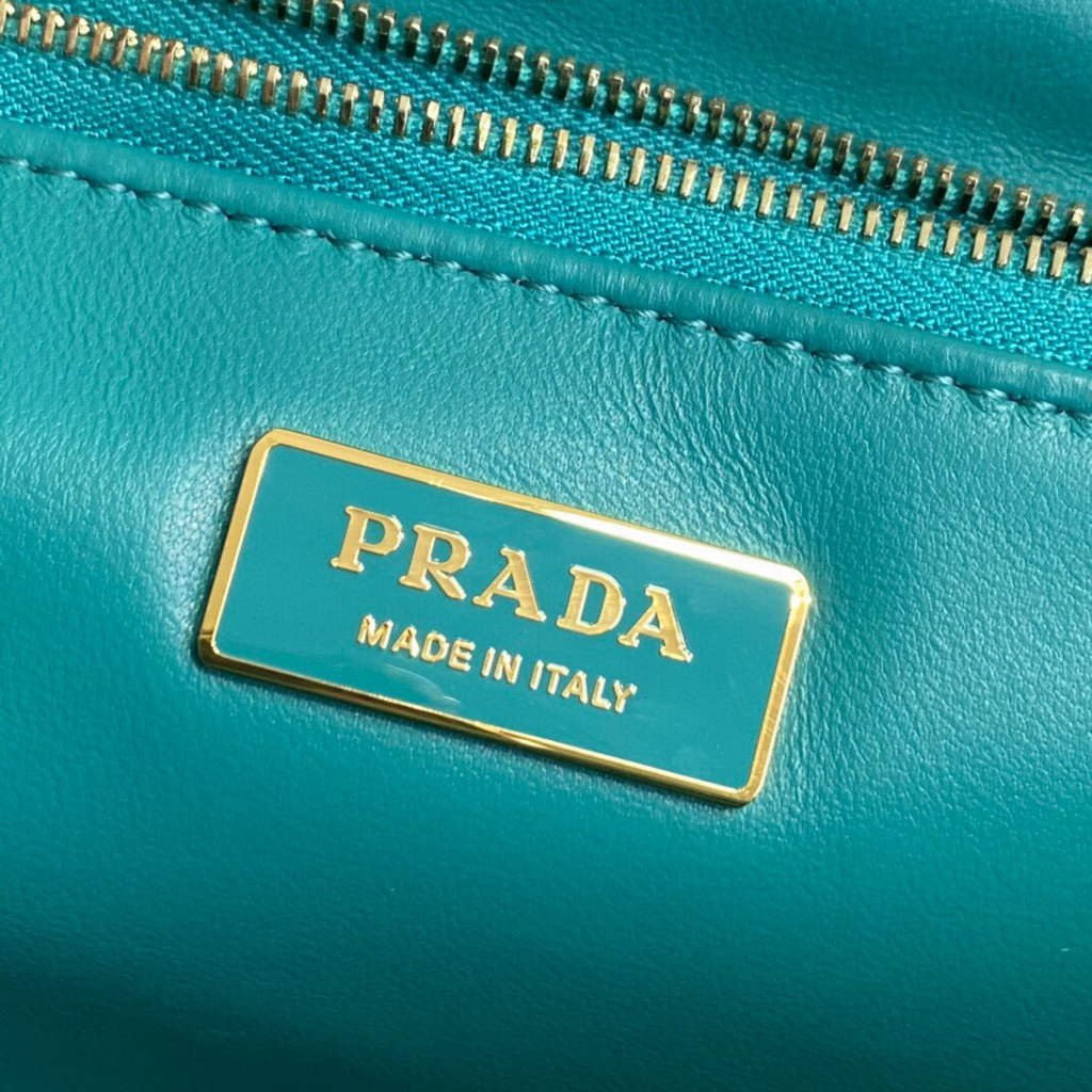 Replica Prada Padded nappa leather shoulder bag 1BD306 Green