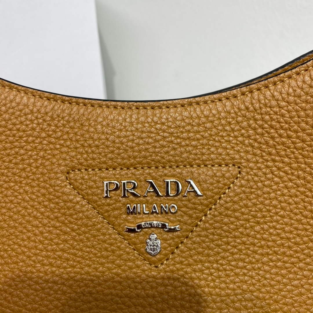 Replica Prada Leather hobo bag 1BC073 Tan