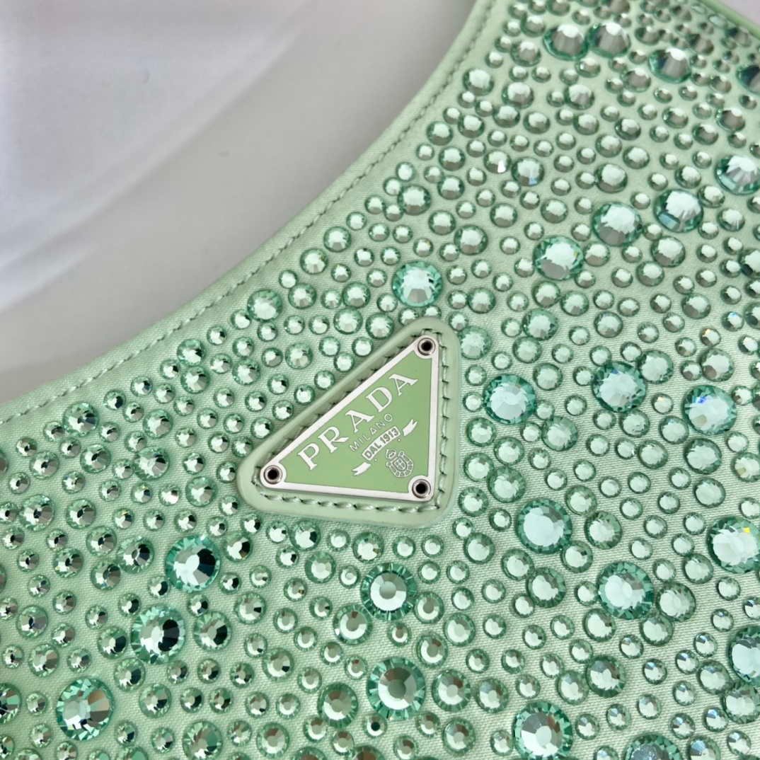 65324ea36f1ae.jpg Replica Prada 1BC169 Prada Cleo satin bag with appliqués Green