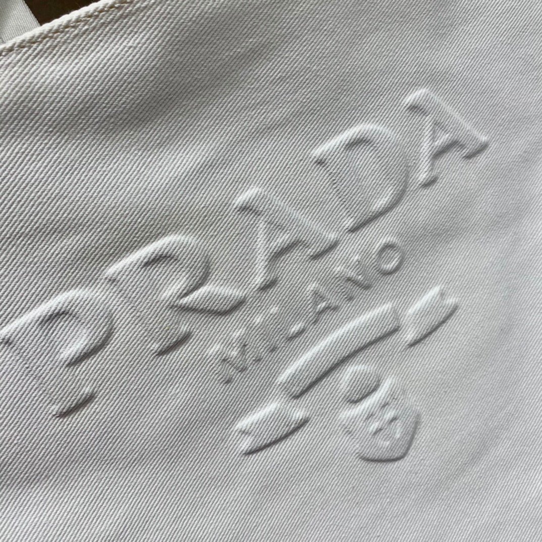 Replica Prada 1BG395 Drill tote Shoulder bag White