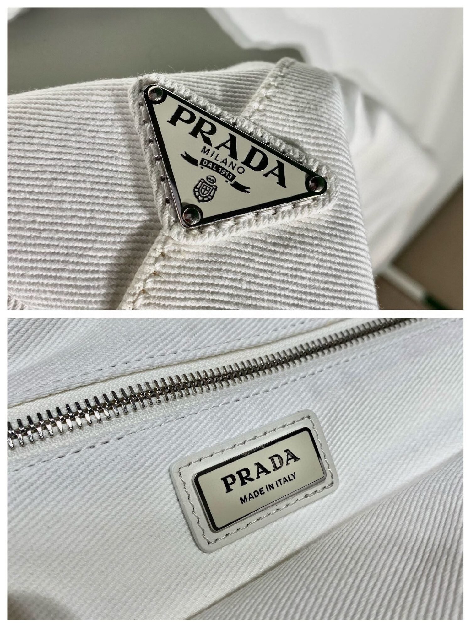 Replica Prada 1BG395 Drill tote Shoulder bag White
