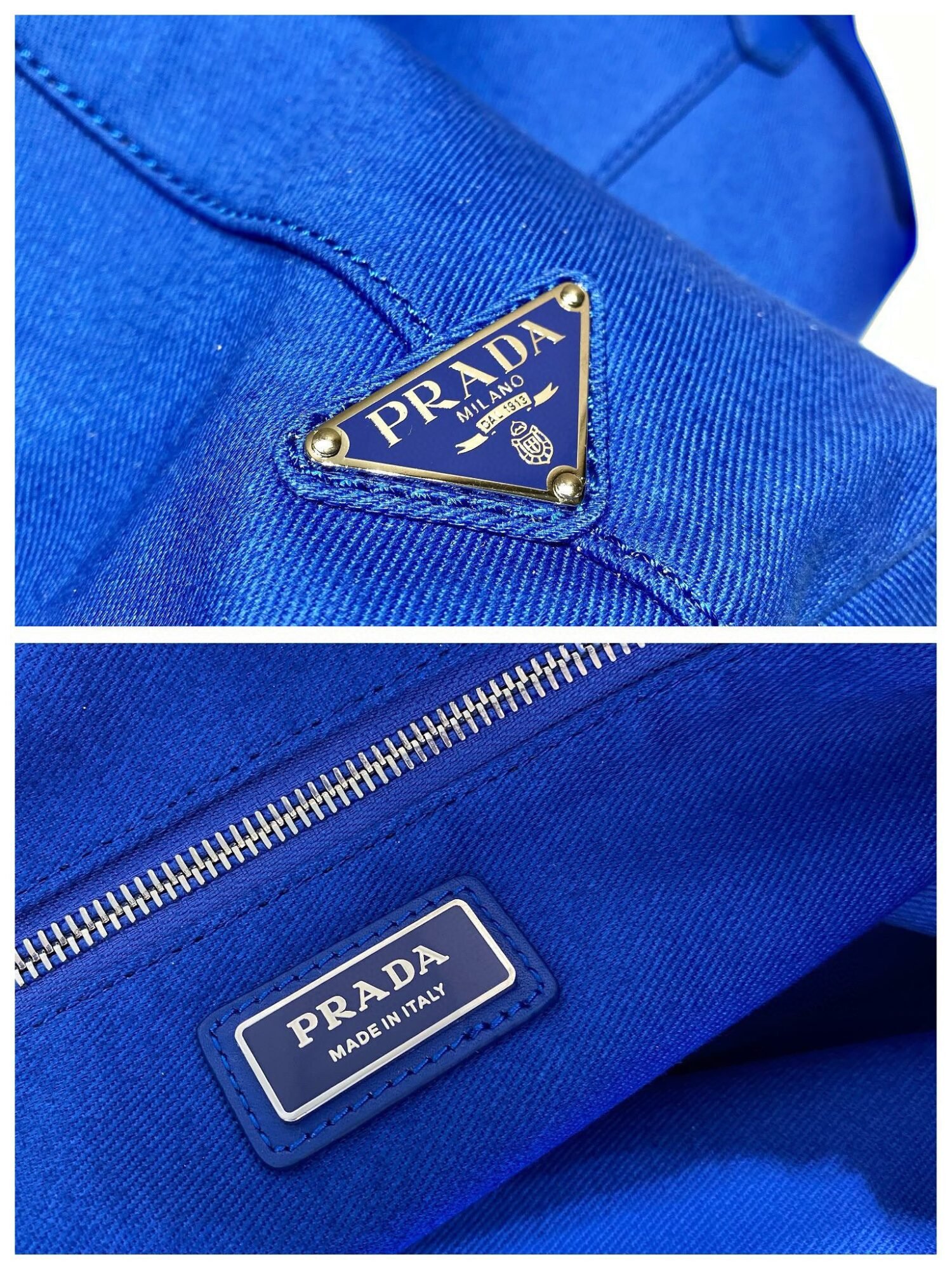 Replica Prada 1BG395 Drill tote Shoulder bag Blue