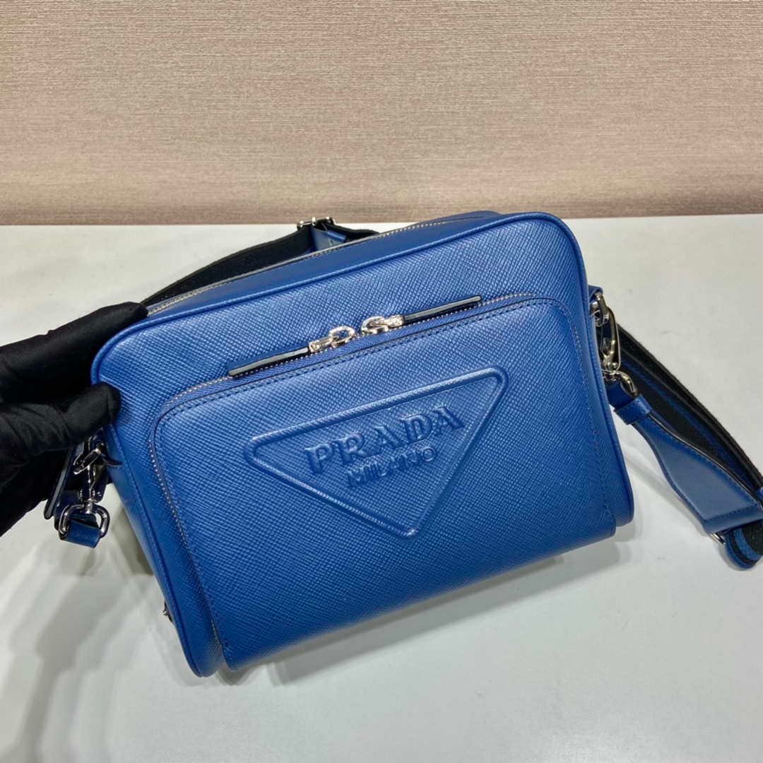 Replica Prada 2VH152 Saffiano leather shoulder bag Blue