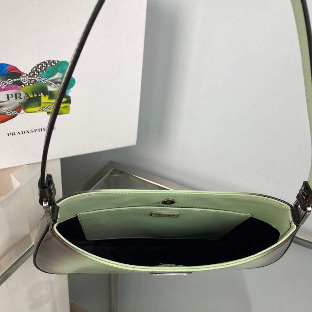 Replica Prada 1BC499 Cleo brushed Gradient leather shoulder bag Green