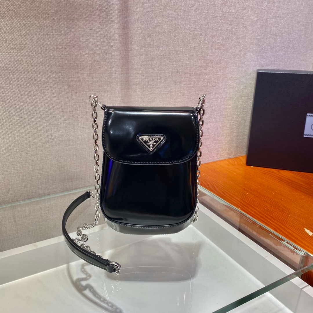 Replica Prada 1BH185 Mini Cleo BRUSHED Leather Black