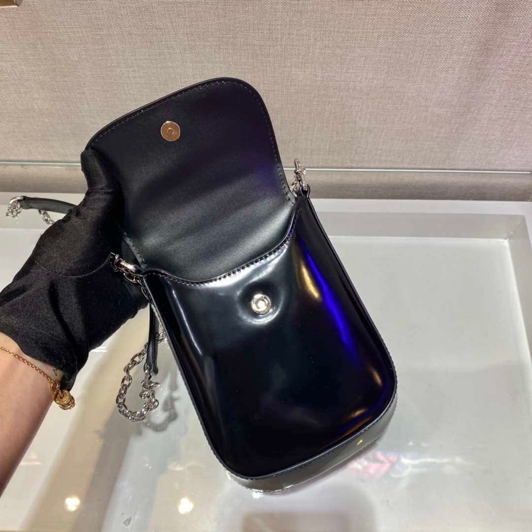 Replica Prada 1BH185 Mini Cleo BRUSHED Leather Black