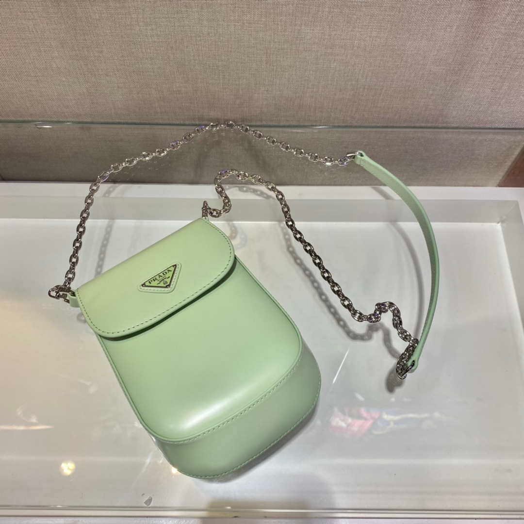 Replica Prada 1BH185 Mini Cleo BRUSHED Leather Green