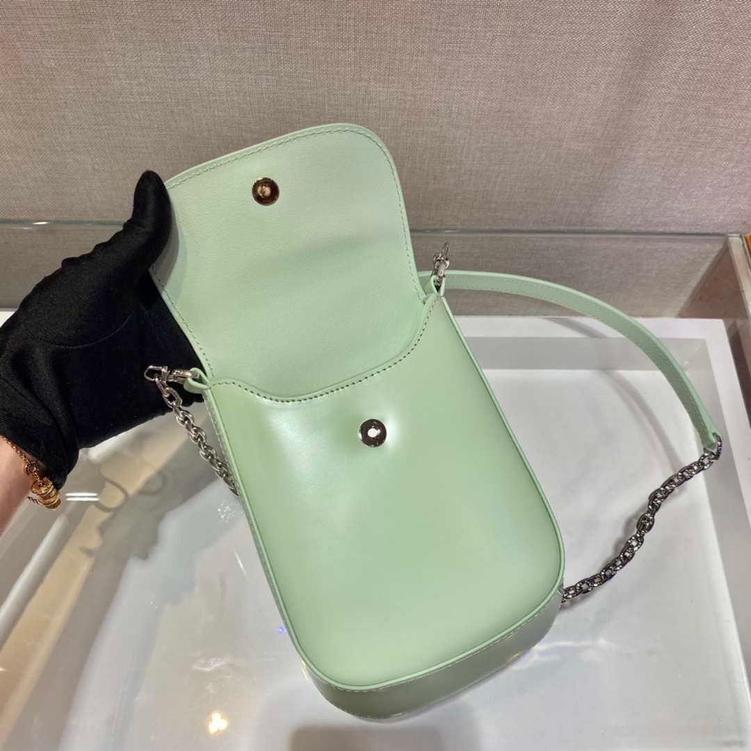Replica Prada 1BH185 Mini Cleo BRUSHED Leather Green