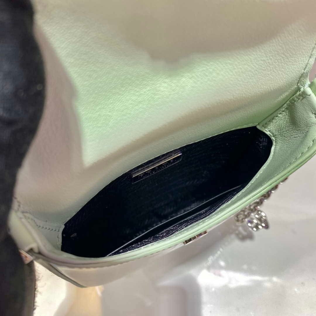 Replica Prada 1BH185 Mini Cleo BRUSHED Leather Green