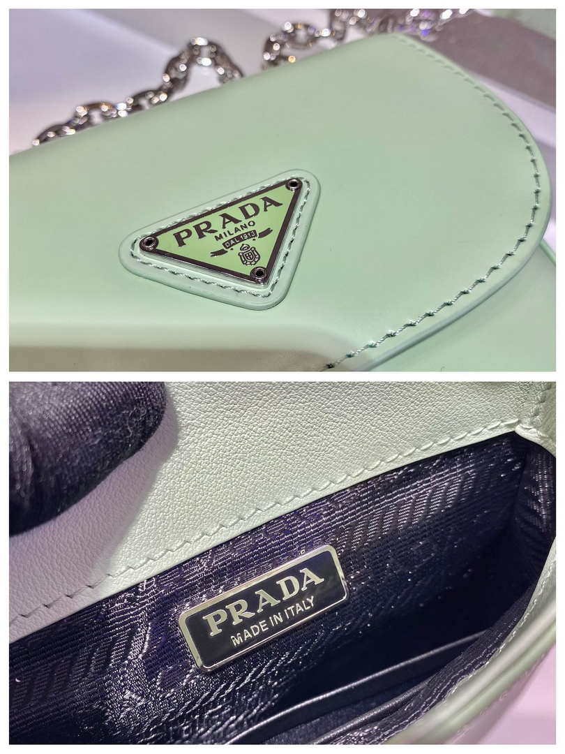 Replica Prada 1BH185 Mini Cleo BRUSHED Leather Green