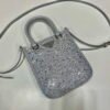 Replica Prada 1BA331 Small satin tote bag with crystals White