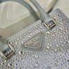 Replica Prada 1BA331 Small satin tote bag with crystals White