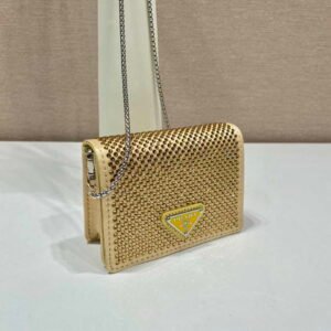 Replica Prada Leather Prada Triangle shoulder bag 1BH190 White