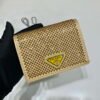 Replica Prada Crystal-studded card holder with shoulder strap 1MR024 Yellow Crystal