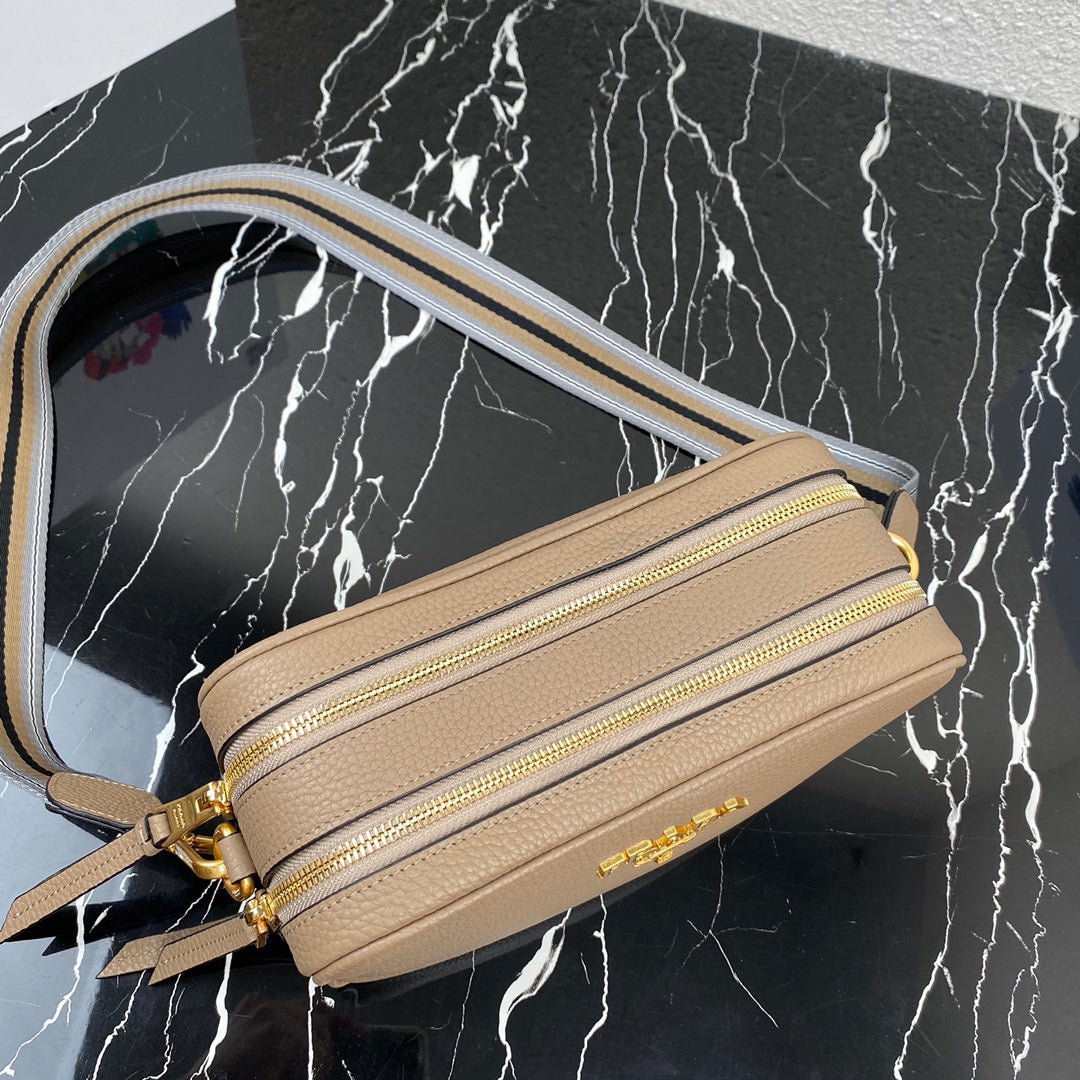 Replica Prada 1BH082 Leather bag with shoulder strap Apricot Gold