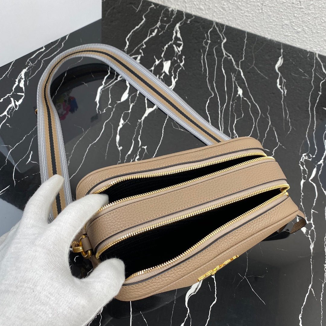 Replica Prada 1BH082 Leather bag with shoulder strap Apricot Gold