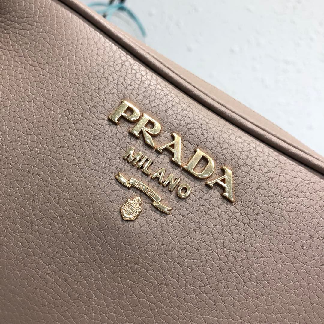 Replica Prada 1BH082 Leather bag with shoulder strap Light Pink Gold
