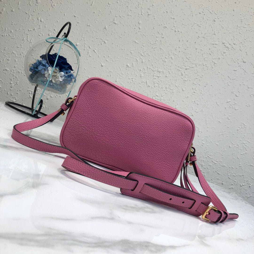 Replica Prada 1BH082 Leather bag with shoulder strap Rose Red Gold