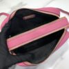 Replica Prada 1BH082 Leather bag with shoulder strap Rose Red Gold
