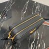 Replica Prada 1BH082 Leather bag with shoulder strap Black Gold