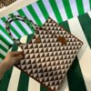Replica Prada 1BA356 Large Prada Symbole Jacquard Fabric Handbag Tan White