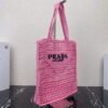65325218d759e.jpg Replica Prada 1BG393 Raffia tote bag Rose red