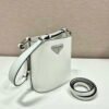 Replica Prada 1BE059 Mini brushed-leather bucket bag White