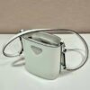 Replica Prada 1BE059 Mini brushed-leather bucket bag White