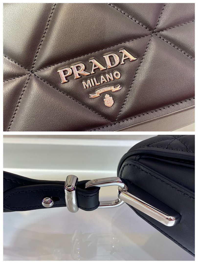 Replica Prada 1BD283 Women's Spectrum Leather Shoulder Bag Black