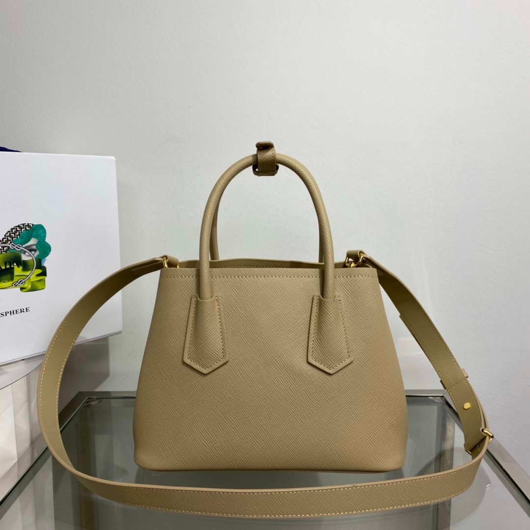 Replica Prada 1BG443 Prada Double Saffiano leather mini bag Tan