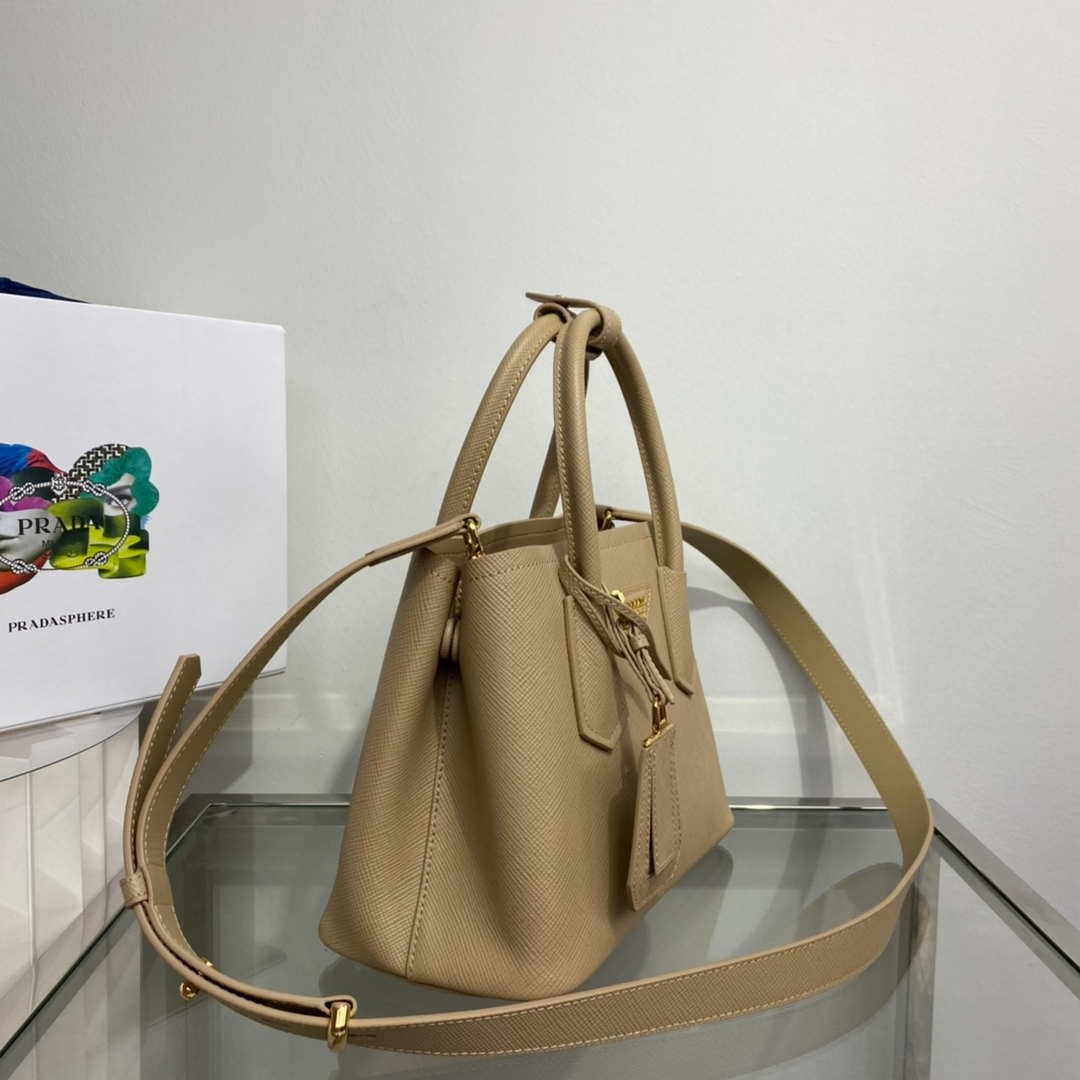 Replica Prada 1BG443 Prada Double Saffiano leather mini bag Tan