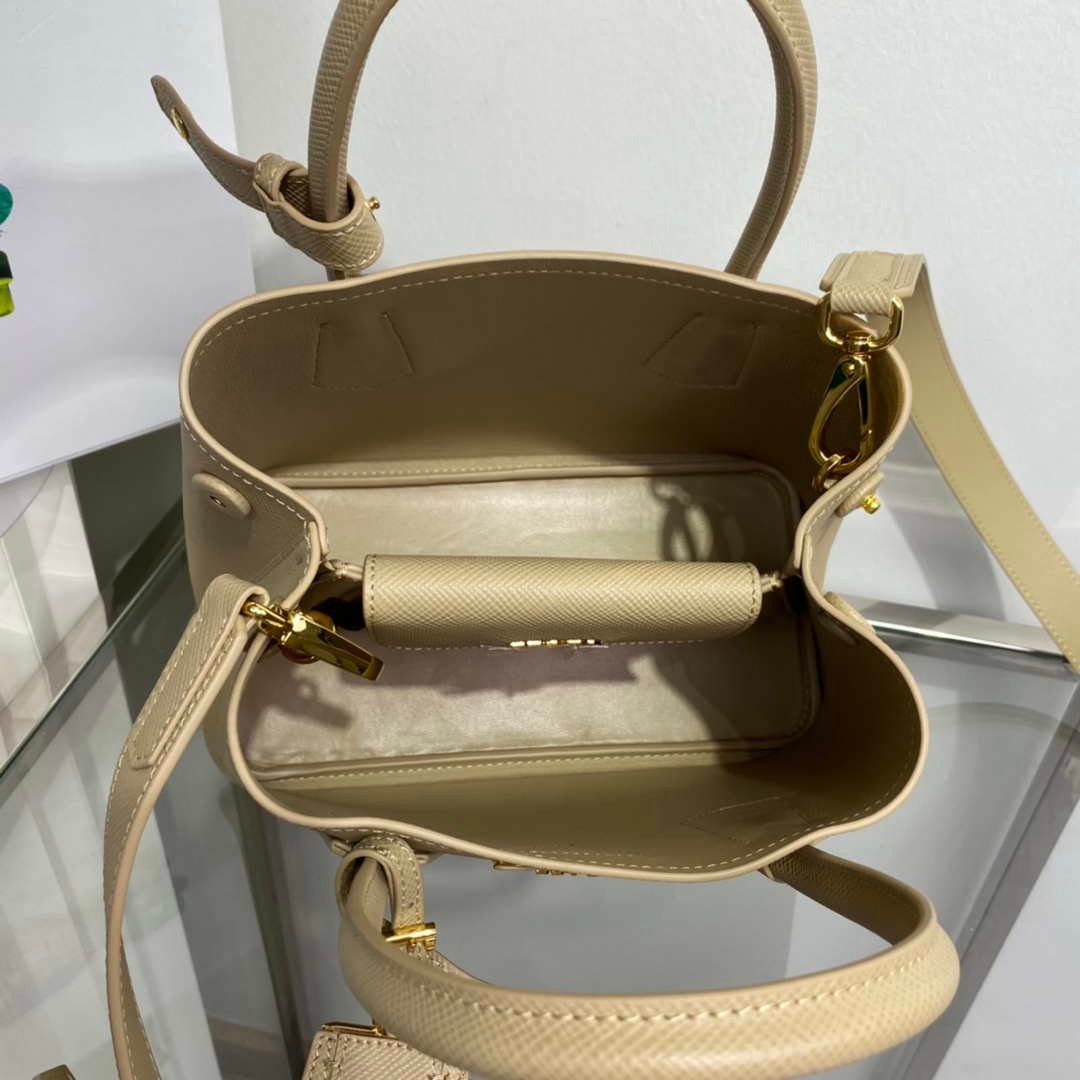Replica Prada 1BG443 Prada Double Saffiano leather mini bag Tan