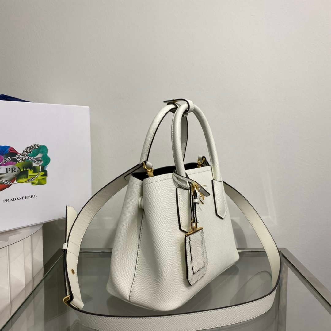 Replica Prada 1BG443 Prada Double Saffiano leather mini bag White