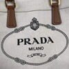 6532526b2b974.jpg Replica Prada 1BG356 Small linen blend and leather tote Beige