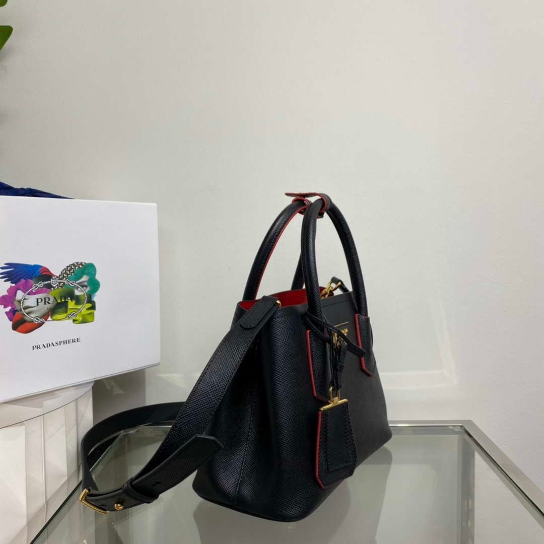 Replica Prada 1BG443 Prada Double Saffiano leather mini bag Black